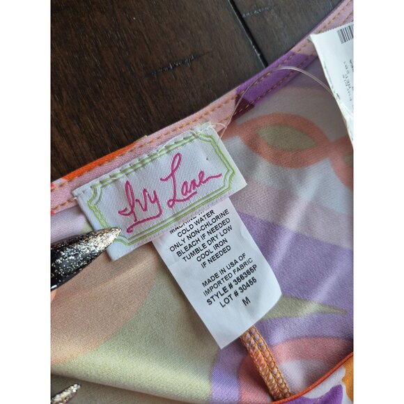 Colorful Retro Swirl Bell Sleeve Dress By Ivy Lane - Size M - Picture 2 of 5